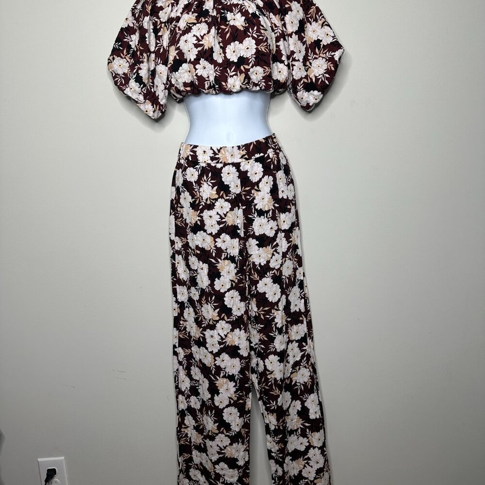 MinkPink Maya Floral Cropped Top & Pant Matching Set Women's XS - Picture 2 of 10